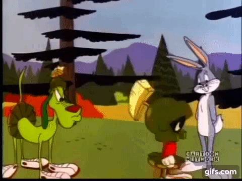 Marvin the Martian pacing rapidly, upset at Bugs Bunny