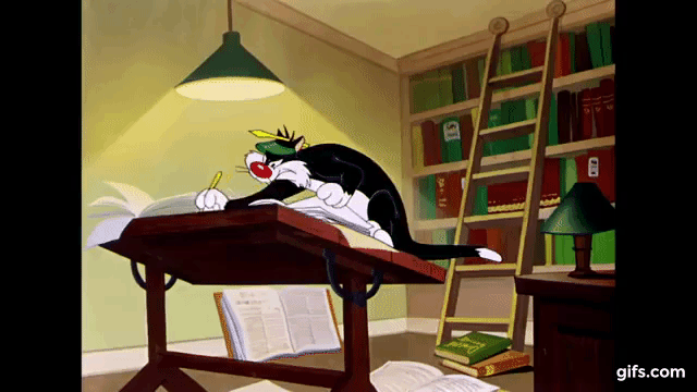 Sylvester the Cat Dilligently Writing into a Ledger